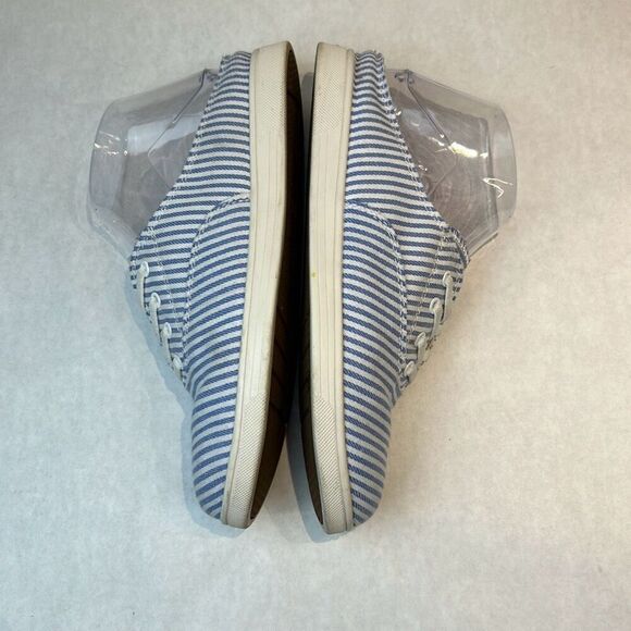 NEW Spenco White Blue Stripe Canvas Slip On Tennis Shoes Womens Sz 8 Orthotic Sn - Picture 6 of 9